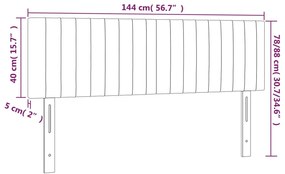 Cabeceira de cama c/ luzes LED veludo 144x5x78/88 cm preto