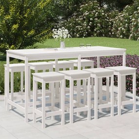 vidaXL 9 pcs conjunto de bar para jardim pinho maciço branco