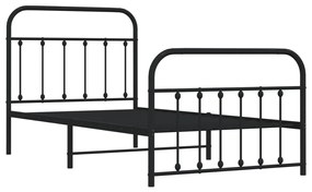 Estrutura de cama com cabeceira e pés 100x190 cm metal preto