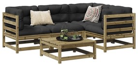 vidaXL 5 pcs conjunto sofás de jardim c/ almofadões pinho impregnado