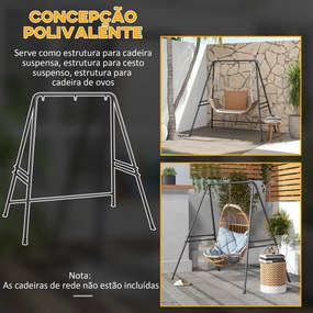 Suporte para cadeira suspensa Jardim 130 cm Suporte para Baloiço com Estrutura em Aço Capacidade 150 kg para (Cadeira Não incluida) Pátio Jardim Preto