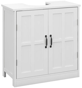 kleankin Móvel para Lavatório Pousar Armário para Casa de Banho com 2 Portas e Prateleira Interior Ajustável 60x30x60 cm Branco