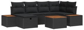 vidaXL Conjunto de Sofá de Jardim 7 pcs Preto 55 x 62 x 69 cm