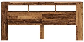 Cabeceira c/ LEDs 220x18,5x103,5cm deriv. madeira madeira velha