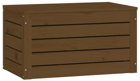 Caixa de arrumação 59,5x36,5x33cm madeira pinho maciça castanho