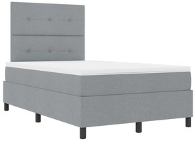 Cama Box Spring com Colchão Cinza Claro 120x200 cm Tecido