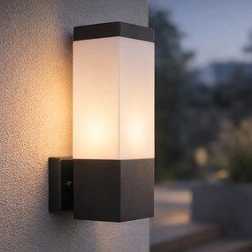 Candeeiro de parede exterior moderno cinzento escuro com opalina - Malios