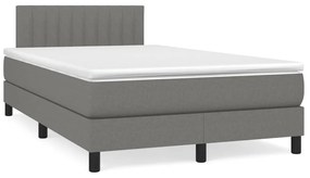 Cama boxspring com colchão 120x190 cm tecido cinzento-escuro