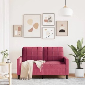 Sofá de 2 lugares veludo 120 cm vermelho tinto