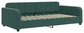 Sofá-cama c/ gavetão e colchões 100x200cm veludo verde-escuro