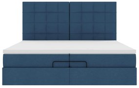 Estrutura de cama otomana com colchões 200x200cm tecido azul
