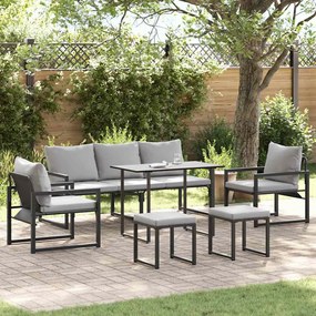 vidaXL Conjunto de Sofá de Jardim 6 pcs Preto 61 x 72.5 x 71 cm Aço
