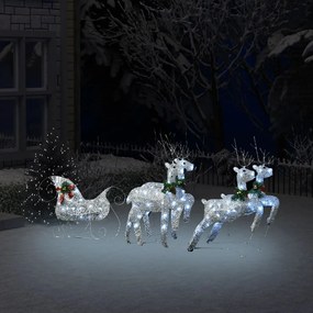 329832 vidaXL Decoração de Natal renas/trenó exterior 100 luzes LED prateado