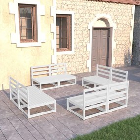 8 pcs conjunto lounge de jardim pinho maciço branco