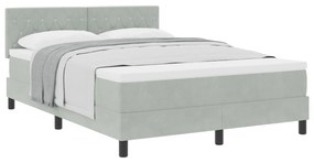 Cama Box Spring com Colchão Cinza Claro 140x200 cm Veludo