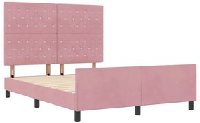 Cama vidaXL Rosa 160x200 cm Veludo