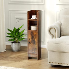 Conjunto de 2 armários de casa de banho 20 cm x 18 cm x 80 cm com porta e estantes ajustáveis, suporte para papel higiénico e organizador para casa de