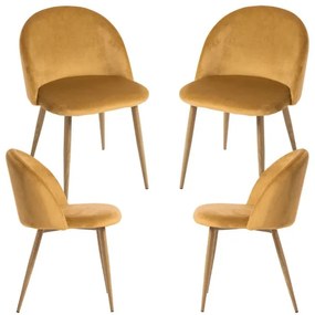 Pack 4 Cadeiras Vint Veludo - Mostarda