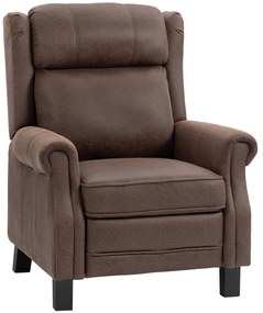HOMCOM Poltrona Reclinável Manual Poltrona de Couro Sintético com Acolchoamento Espesso até 135º p84x85x104 cm Marrom | Aosom Portugal