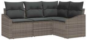 Conjunto de Jantar de Jardim com 4 Peças e Almofadas em Rattan Sintéti