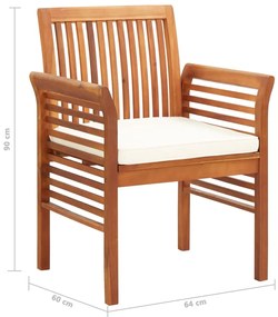 7 pcs conjunto de jantar exterior c/ almofadões acácia maciça