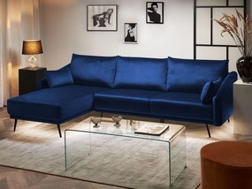 Sofá de canto direito em veludo azul marinho com iluminação LED VARDE Beliani
