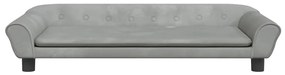 Cama para cães 100x50x21 cm veludo cinzento-claro