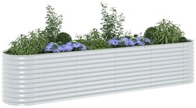 Canteiro elevado de jardim aço galvanizado 400x80x81cm prateado