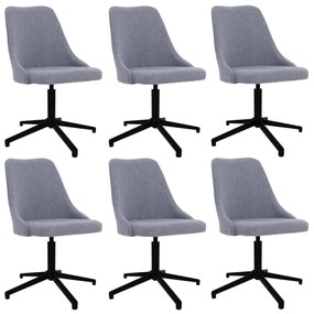 vidaXL Cadeiras de jantar giratórias 6 pcs tecido cinzento-claro