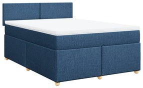 Cama com molas/colchão 140x200 cm tecido azul