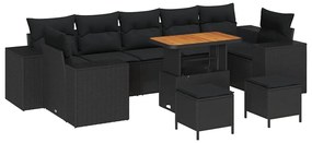 Conjunto de Sofá de Jardim com 10 Peças e Almofadas de Rattan Sintétic