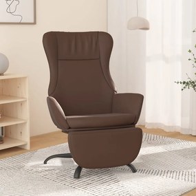 3097896 vidaXL Cadeira de descanso + apoio couro artificial castanho brilhante