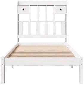 Cama com estante sem colchão 90x190 cm pinho maciço branco