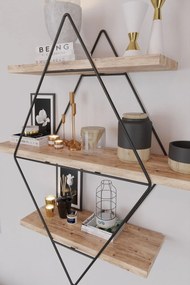 Prateleira Prizma Raf, Büyük Boy Salon Tipi 2 – Dourado Preto – 70x16x