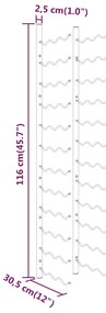 Garrafeira de parede para 36 garrafas 2 pcs ferro branco
