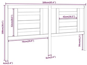 Cabeceira de cama 166x4x100 cm pinho maciço castanho mel