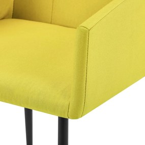 Cadeiras de jantar com apoio de braços 2 pcs tecido amarelo