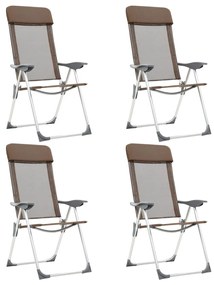 Cadeiras de campismo dobráveis 4 pcs alumínio castanho