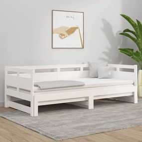 820323 vidaXL Estrutura sofá-cama de puxar pinho maciço branco 2x(90x190) cm
