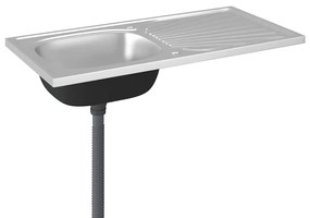 Lava-louça cozinha + escorredor aço inox prateado