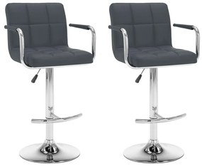 Bancos de bar 2 pcs couro artificial cinzento