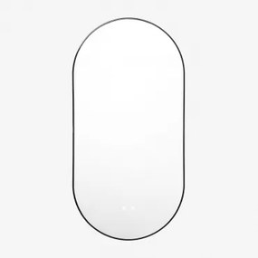 Espelho Oval De Parede Para Banheiro Com Luz Led E Antiembaçante (50x100 Cm) Asteiro Preto - Sklum
