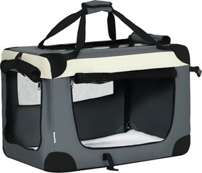 PawHut Transportadora para Cães e Gatos Bolsa de Transporte Animais de Estimação Dobrável com Almofada Suave 60x41x41cm Cinzento | Aosom Portugal