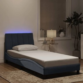 Estrutura de cama c/ luzes LED 90x190 cm veludo cinzento-escuro