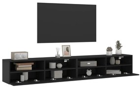 Móveis parede p/ TV 2 pcs 100x30x30 cm derivados madeira preto