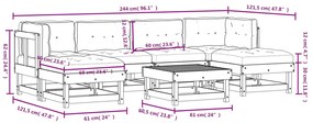 7 pcs conjunto lounge de jardim c/ almofadões madeira maciça