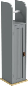 Móvel de casa de banho  20 x 20 x 80 cm com suporte para papel higiénico, armário e prateleiras ajustáveis, cinzento