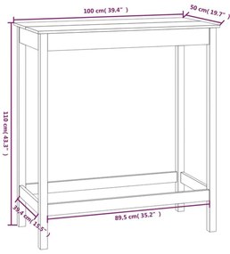 Mesa de bar 100x50x110 cm madeira de pinho maciça branco