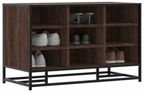vidaXL Banco calçado carvalho castanho 84x40x53,5 cm madeira e metal