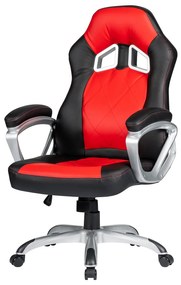 Cadeira de escritório PORTIMAO, gaming, pele sintética vermelha e preta